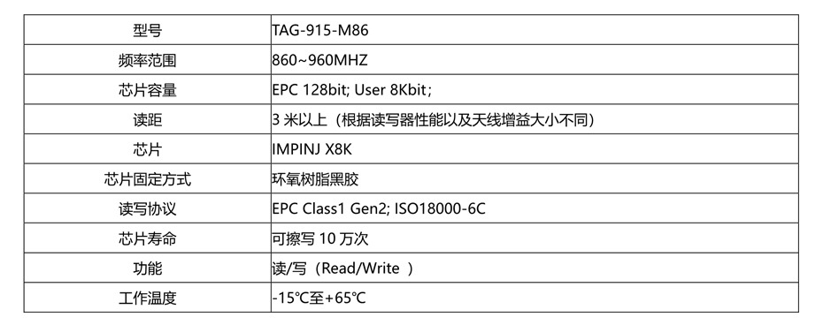 超高频仓储用RFID电子标签TAG-915-M86